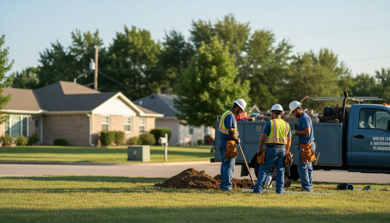 Residential water line and bathroom plumbing service in Minco, OK